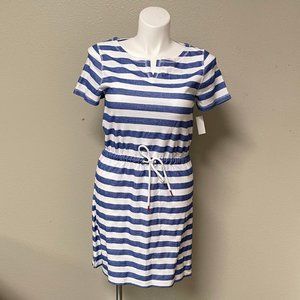 NWT Talbots Petite Striped Blue & White Summer T-shirt Dress (Petite Medium)